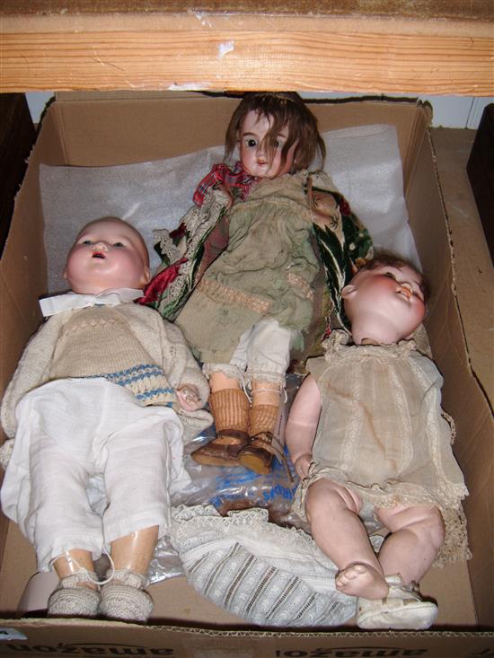 Armand Marseille bisque head doll, number 390 A--4M & a boy doll